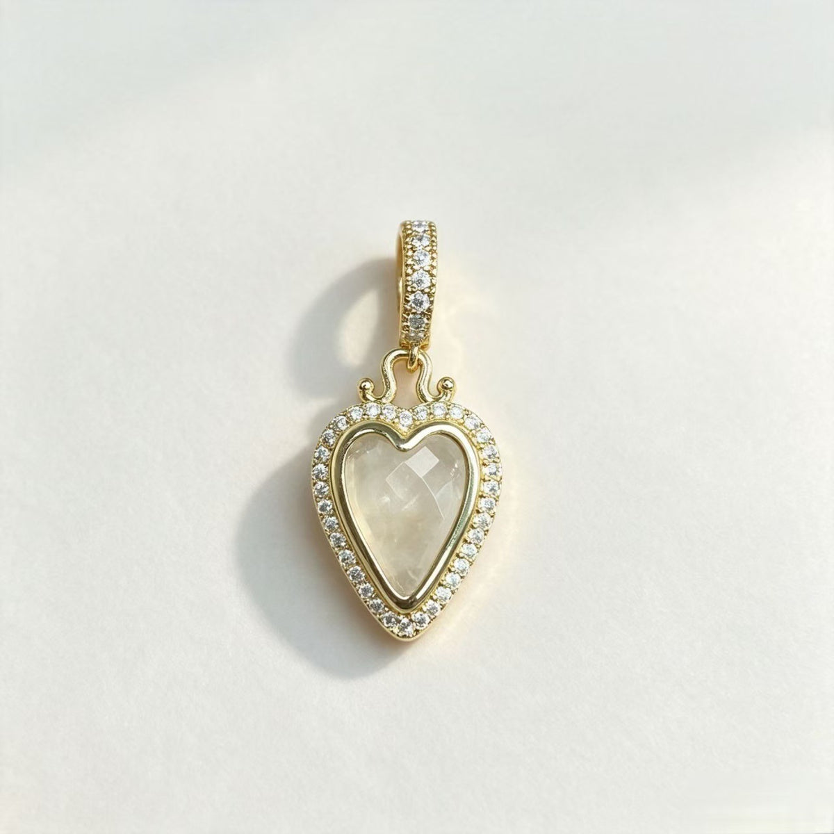 WT-MP335 Wonderful Romantic 18K Gold Plated Zircon And Natural Gemstone Heart Shape Little Pendants For Earrings Necklace Making