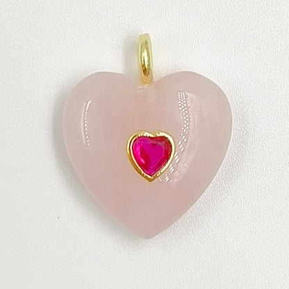 WT-P2059 Factory Wholesale Gold Zircon And Natural Gemstones Heart Shape Pendants As Girls Romantic Jewelry Decorations