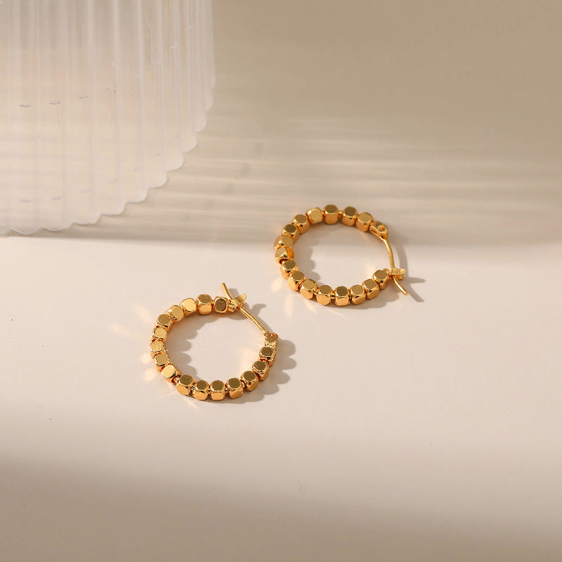 WT-JFE83 WKT Elegant Retro Style 10mm Round Gold Circle 18k Gold Plated Hoops for DIY Making Fashion Studs Earring Findings
