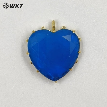 WT-P2101 Newest Popular Charms Gold Electroplated Colorful Stones Heart Shape Pendants As Women Romantic Jewelry Presents
