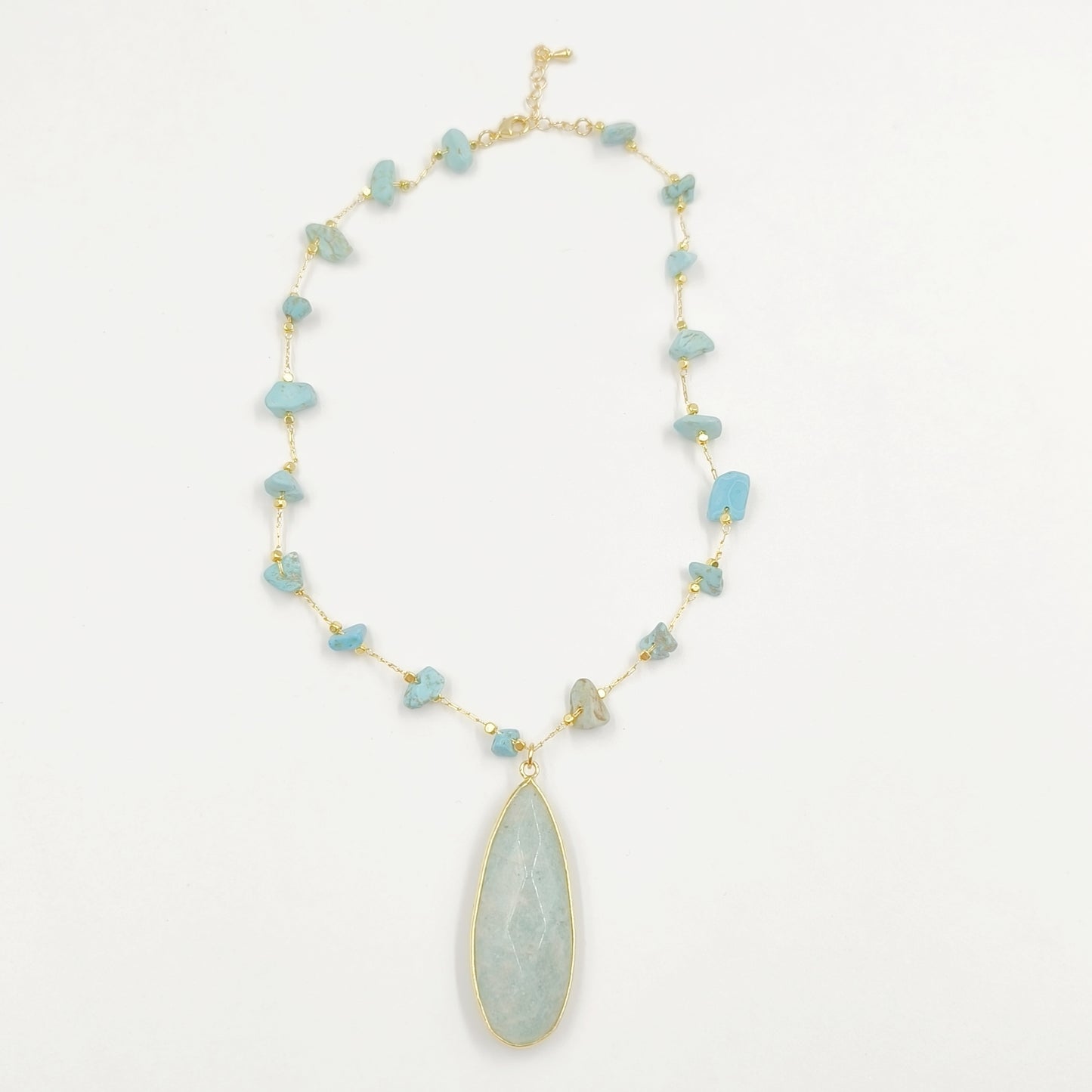 WT-N1434 Handmade Wire Wrapped Rosary Beads Trendy Romantic Chain Necklace Gemstone Casual Long Statement Necklace