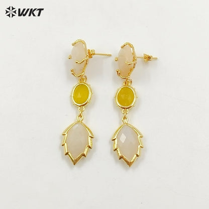 WT-E776 New Design Gemstones Ladies Earrings Colorful Stone for Women Jewelry in Holiday Parties Elegant Accessory