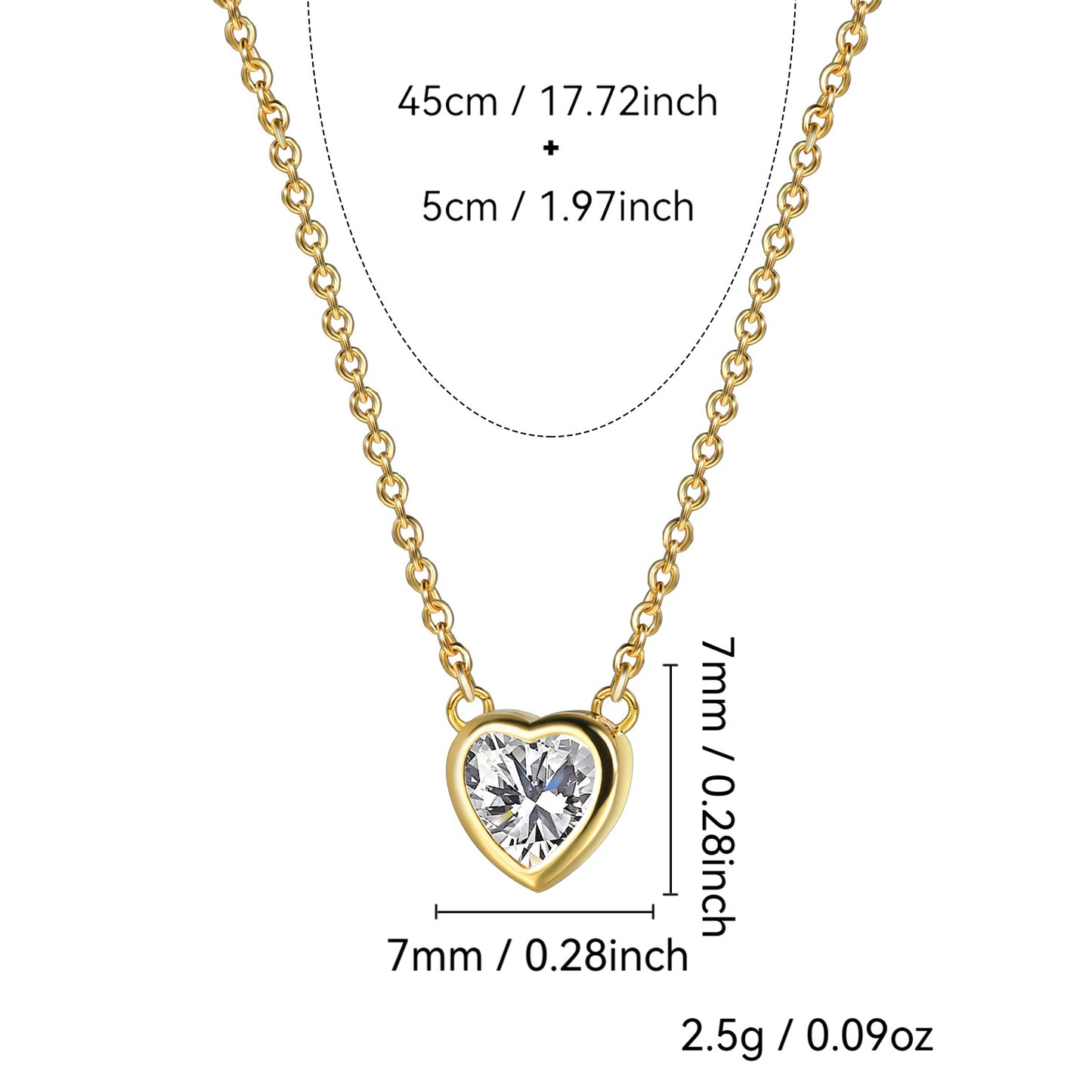 WT-MN1004 Newest Trendy 18K Gold Plated Cubic Zircon Heart Round Little Pendant Necklace As Women Elegant Jewelry Accessory