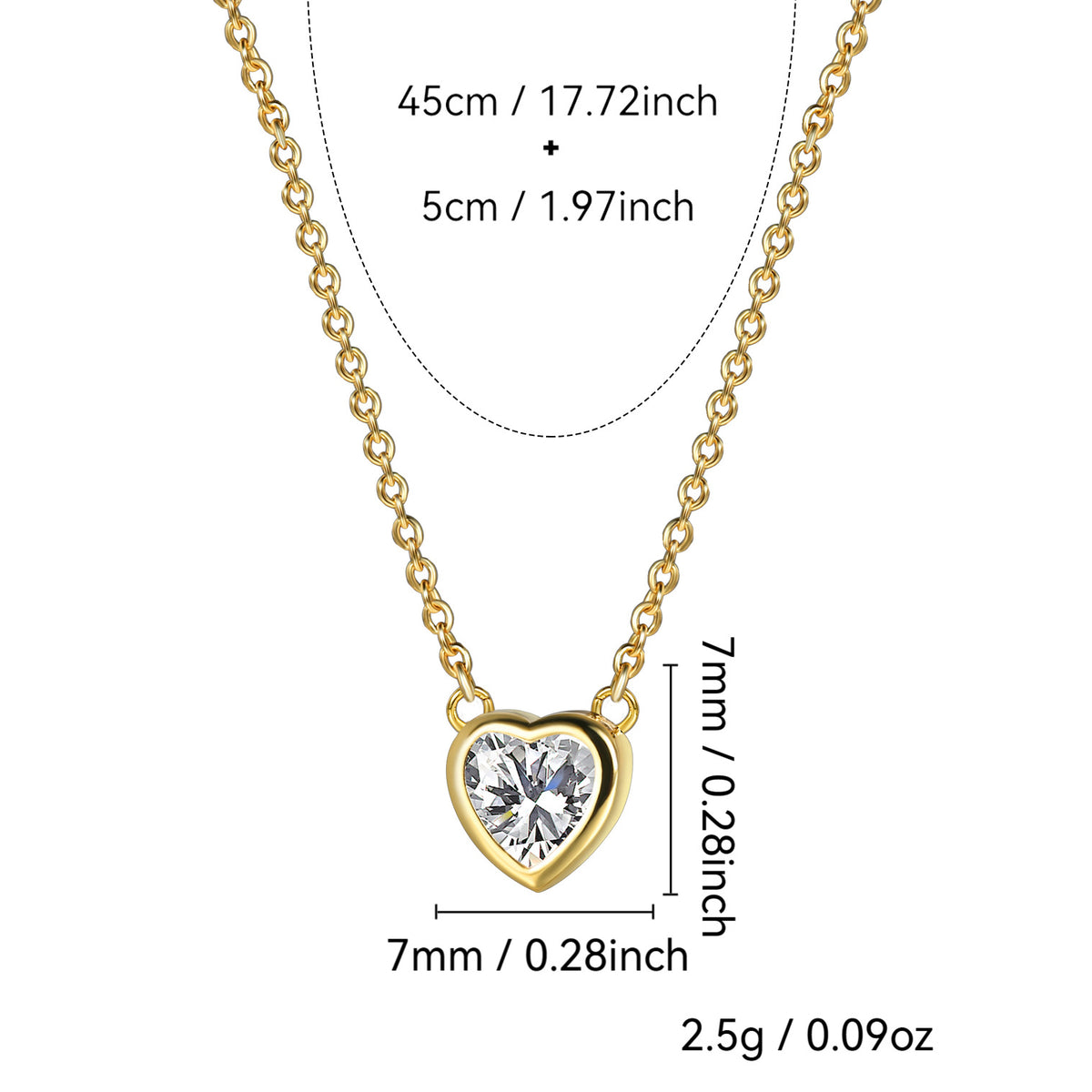 WT-MN1004 Newest Trendy 18K Gold Plated Cubic Zircon Heart Round Little Pendant Necklace As Women Elegant Jewelry Accessory