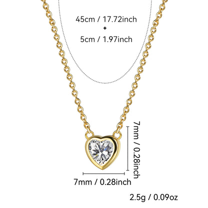 WT-MN1004 Newest Trendy 18K Gold Plated Cubic Zircon Heart Round Little Pendant Necklace As Women Elegant Jewelry Accessory