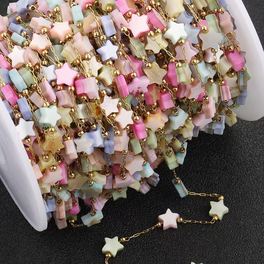 WT-RBC243 Latest Models High Quality Fashion Lucky Shell Stars DIY Rosary Beads Chain Jewelry for Lovely Girls As Special Gift