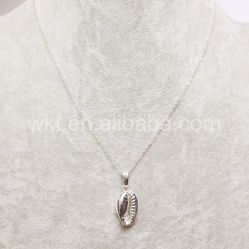 WT-JN002 Wholesale Natural Sea Shell Tiny Cowrie Choker Necklace 18k Real Gold Plated Cowrie Shell Conch Necklace