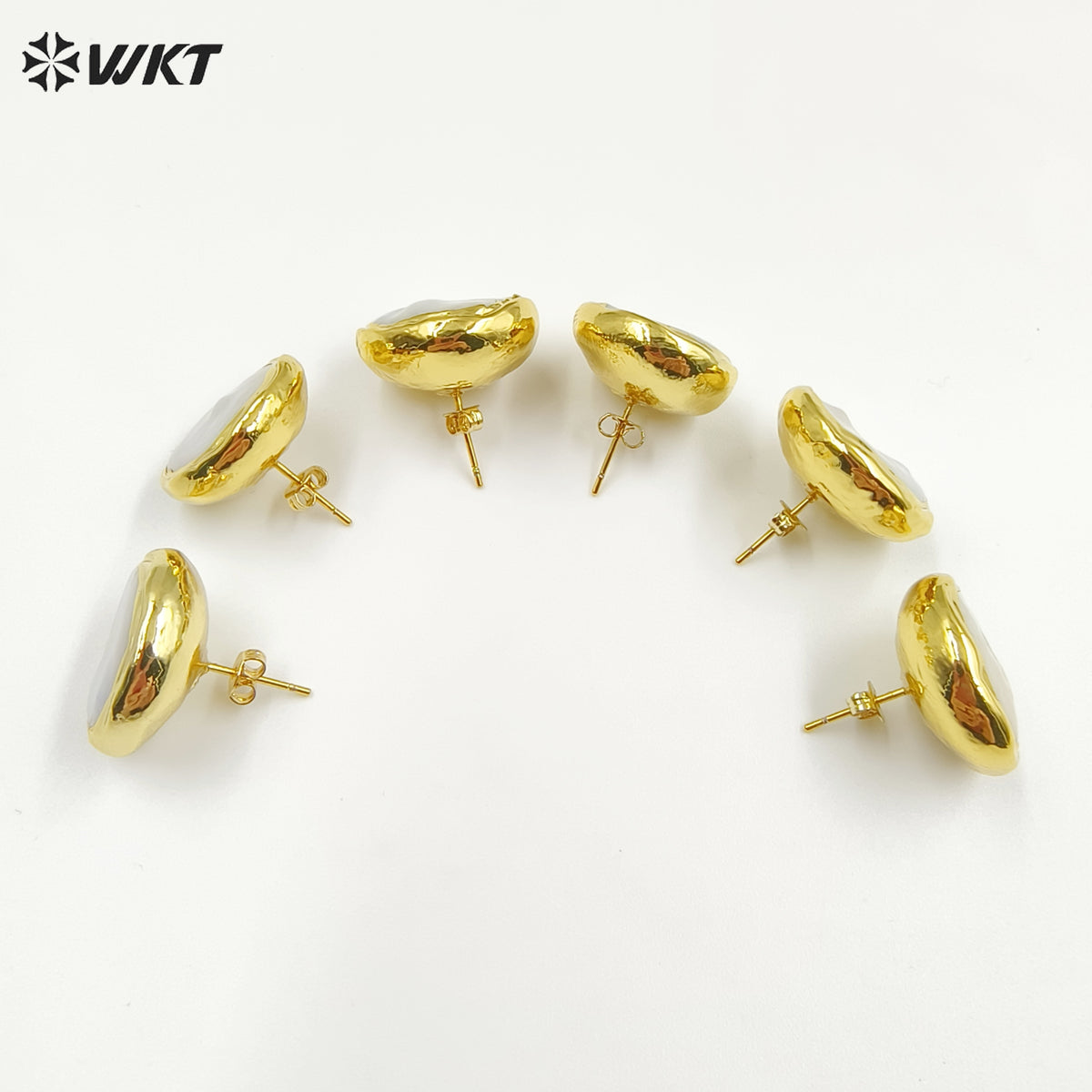 WT-MPE105 Latest Style Regular Freshwater Pearl Natural 18k Gold Plated Gift for Women Weeding 18mm Romantic Pendant Earrings