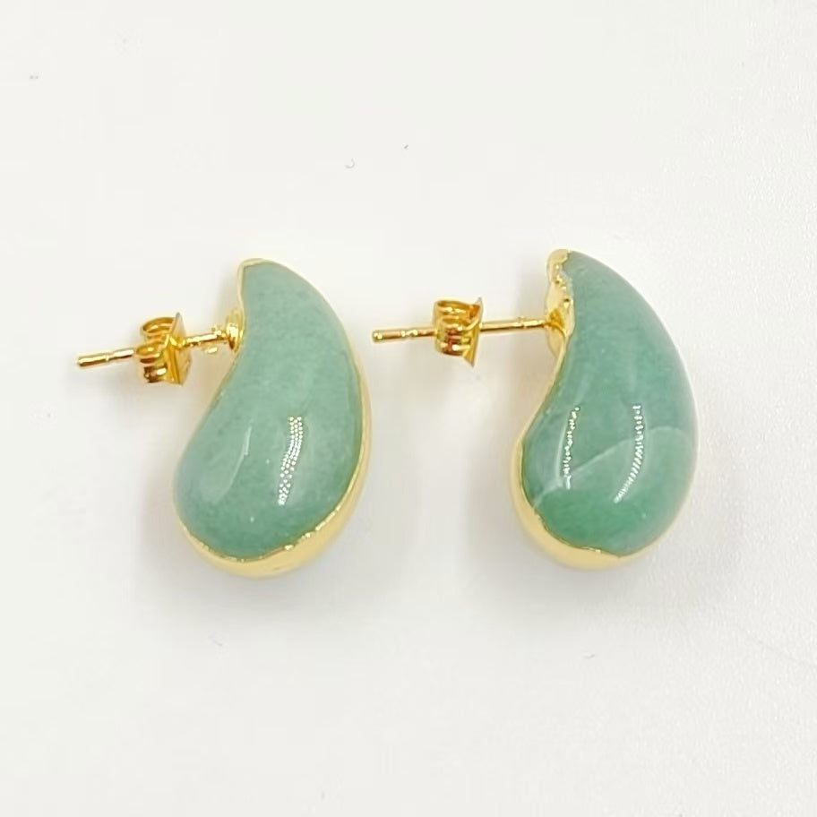 WT-E775 New Innovations Cute Style Drop Shape 18K Gold Plated Natural Gemstone Gentle Earrings for Sweet Girls As Special Gift