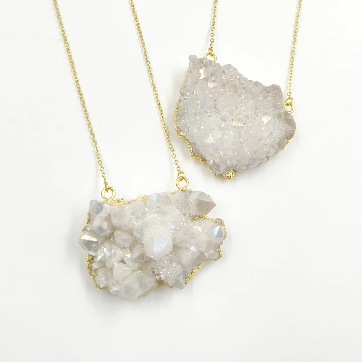 WT-N1440 WKT Best 2023 Newest Natural Aura Cluster Quartz Pendant Necklace Women Simple Hoop Aura Necklace