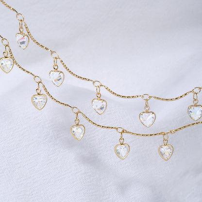 WT-RBC242 Beautiful Simple Elegant and Fresh Style New Design Heart and Star Shape Crystal Charms Brass Chain DIY for Necklace