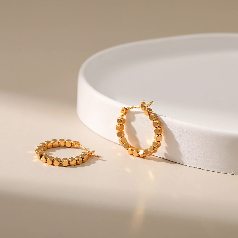 WT-JFE83 WKT Elegant Retro Style 10mm Round Gold Circle 18k Gold Plated Hoops for DIY Making Fashion Studs Earring Findings