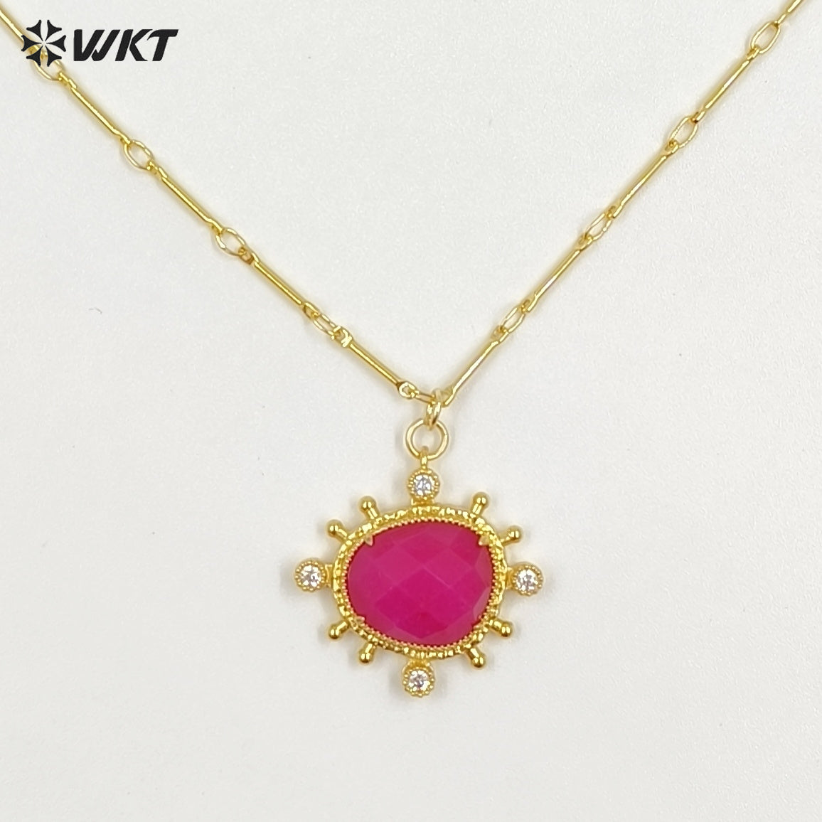 WT-N1526 Wholesale Delicate Gold Plated Various Natural Gemstones Pendant Necklaces For Female Daily Decorative Jewelry