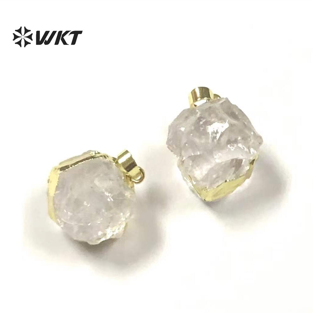 WT-P1775 Shiny Rock Style Round Natural Stones Rose Crystal Pendants Indian Agate Pendants Raw Crystal Pendant Lady Jewelry