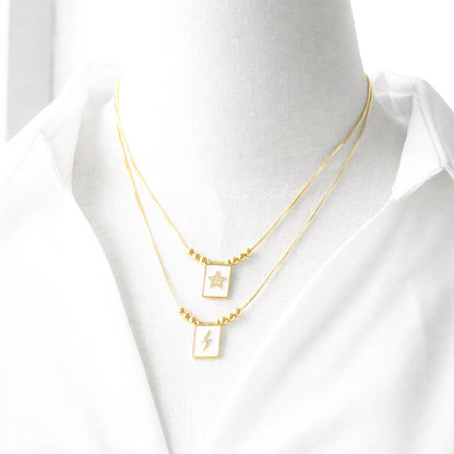 WT-JFN60 Elegant Thin Chain Gold Electroplated Brass And Zircon Star Pattern Rectangle Pendant Necklace As Lady Daily Matching