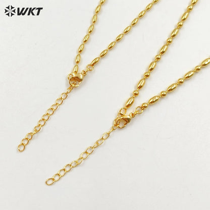 WT-BFN061 Wholesale Newest Design 18k Real Gold Plated Bamboo Beads Resist Tarnishable Metal Jewelry Chain Necklace for Pendants