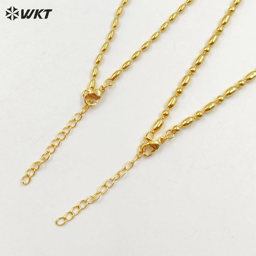 WT-BFN061 Wholesale Newest Design 18k Real Gold Plated Bamboo Beads Resist Tarnishable Metal Jewelry Chain Necklace for Pendants