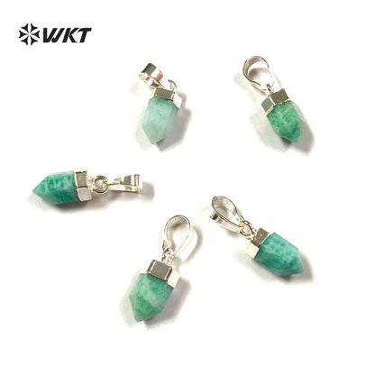 WT-P1751 Fashion Elegant Cute Hexagonal Column Natural Amazonite Pendants Jewelry Accessories DIY for Necklace Women Gift