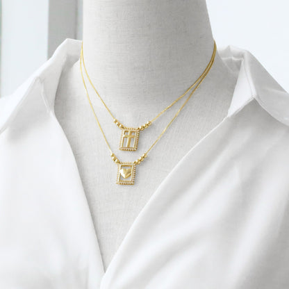 WT-JFN61 Wholesale Exquisite 18K Gold Plated Brass And Zircon Cross Heart Pattern Rectangle Pendant Necklace For Female Gifts