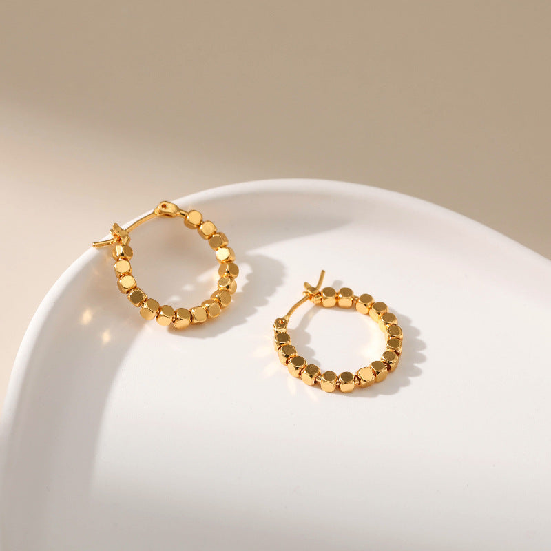 WT-JFE83 WKT Elegant Retro Style 10mm Round Gold Circle 18k Gold Plated Hoops for DIY Making Fashion Studs Earring Findings