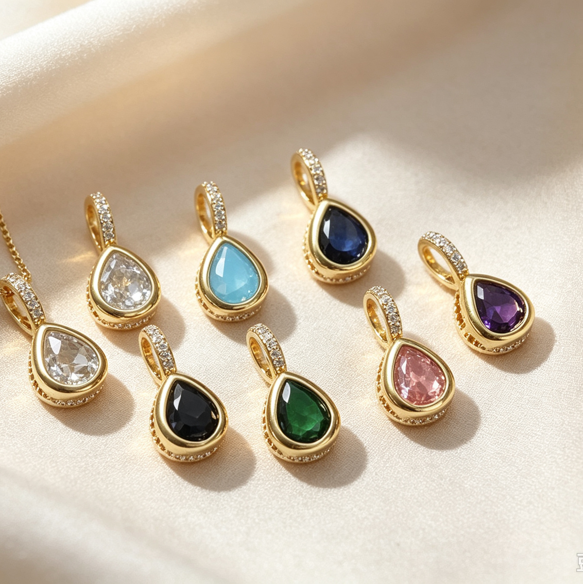 WT-MN1008 Sparkling 18K Gold Plated Heart Round Teardrop Shape Zircon Pendants And Necklaces For Women Simple Jewelry Design
