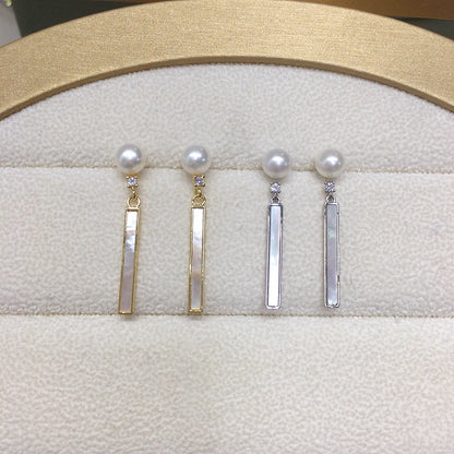 WT-MPE176 High Quality Trendy Gold and Silver Color Round Mother Of Pearl Long Pendants Earrings For Girls Party Jewelry
