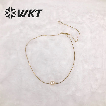 WT-JN163 Baroque Irregular Round Natural Freshwater Pearl Necklaces Black Pearl Necklace Marine Life Charms for Wedding Jewelry