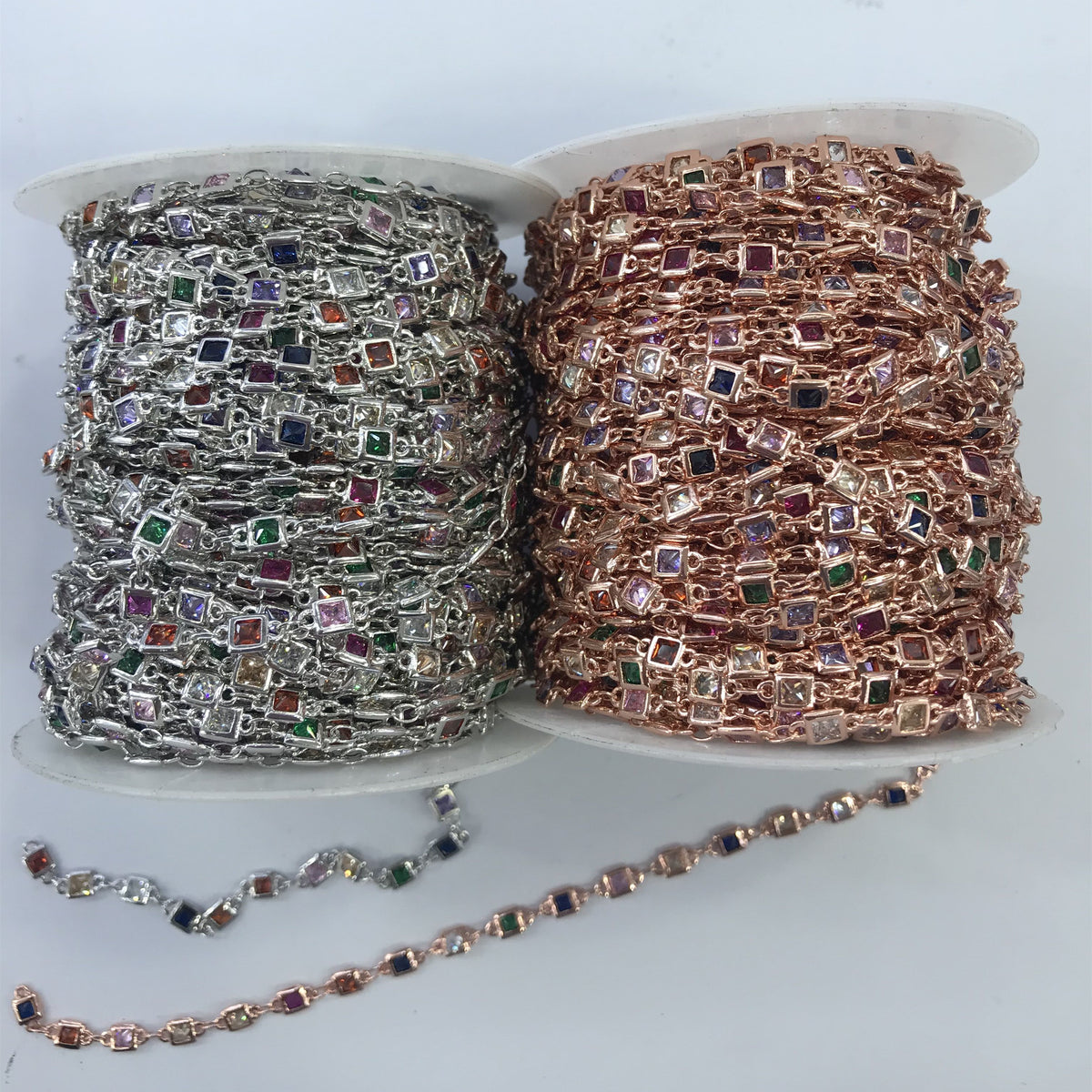 WT-BC130 Wholesale Cubic Zircon Chain Real Gold Plated Chain Resist Tarniahable Fashion Jewelry Making Cubic Zircon Chain