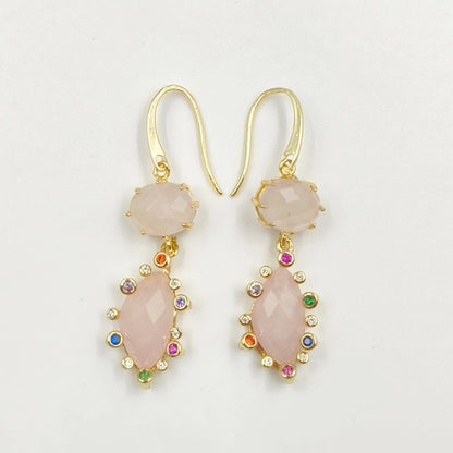 WT-E735 Amazing Colorful Gemstone Wire Wrapped Long Charming in Drop Earrings Women Pendant Earrings