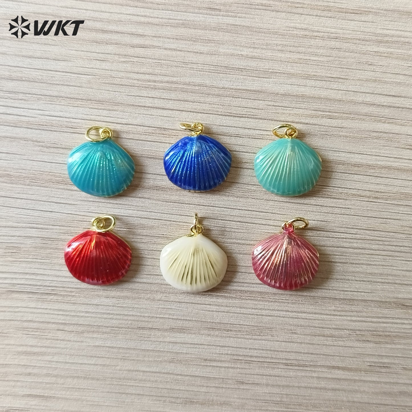 WT-MP321 Wholesale Ocean Series Multi Colors Gold Plated Metal Shell Shape Little Charms Pendant For Necklace Earrings Making