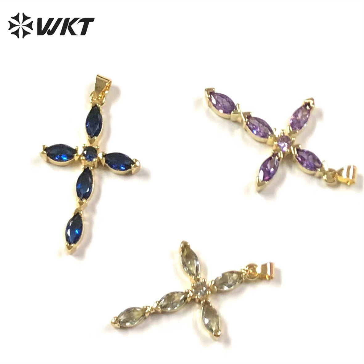WT-MP245 Elegant Temperament Pendant Cross Water Drop Pendant Texture Jewelry Necklace Accessories Cubic Zircon Pendant