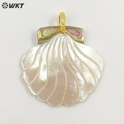 WT-JP467 Good Quality Delicate Various Natural Shells Splicing Conch Shape Pendants For Cute Necklaces Jewelry Design