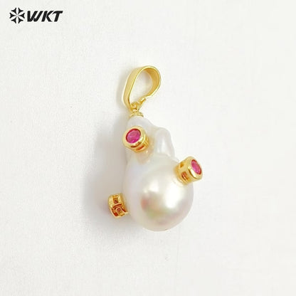 MP138 Wholesale Freshwater Pearl Pendant Pearl With CZ Charm Natural Shape Fashion Charm Jewelry Pearl Pendant