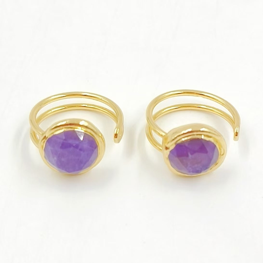 WT-R560 Customize Fantastic 18K Gold Plated Round Opening Adjustable Natural Gemstone Ring for Men and Women As Daily Decoration