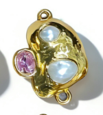 WT-PC023 New Arrival 18K Gold Plated Pearl And Various Colors Zircon Connector With Double Hoops For Women Bracelets Making