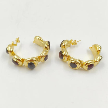 WT-E654 Luxury Wholesale Fashion Gemstone Gold Earrings Women Jewelry Findings with Hoop for You so Nice As a Anniversary Gift