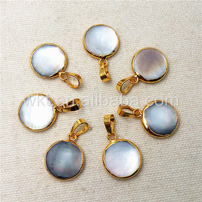 WT-P967 Charm Design 15mm Round Pearl Pendant with 24k Gold Plated,High Quality Pearl Pendant with Black Color Pearl Jewelry