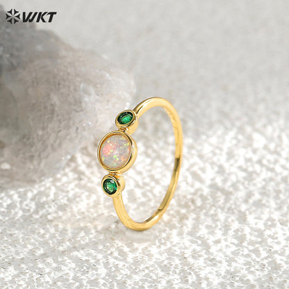 WT-MR035 Green Tiny Zircon and Beautiful Opal Stone Ring Four Size to Choose Women Perfect Match Fine Accessory