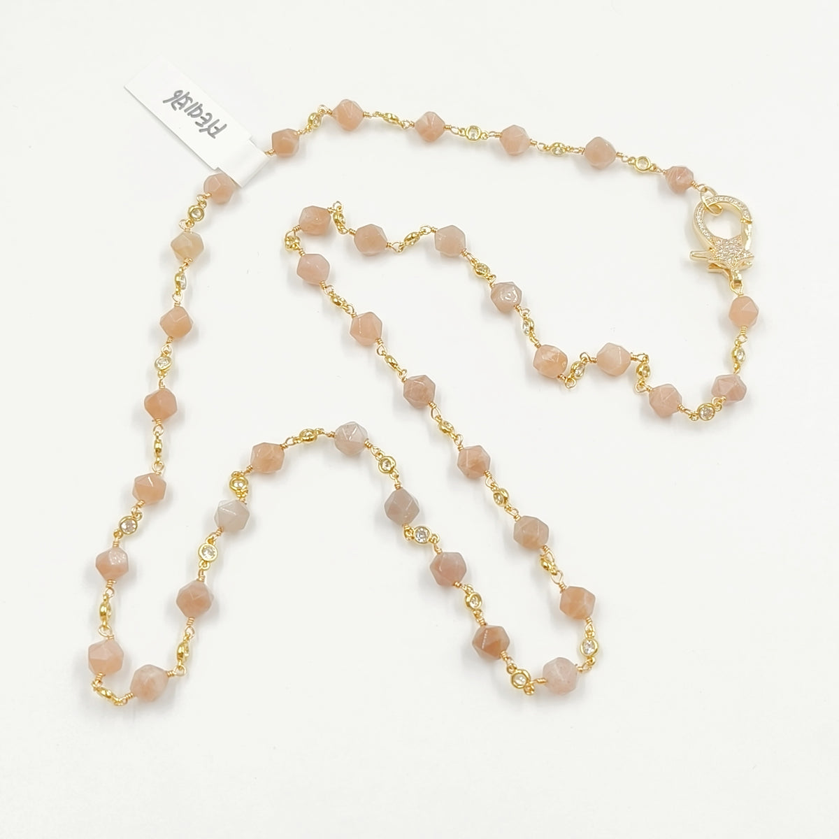 WT-N1435 Gorgeous Natural Colorful Beads Chain 90cm Long Handmade Wire Wrapped Rosary Beads Chain Necklace