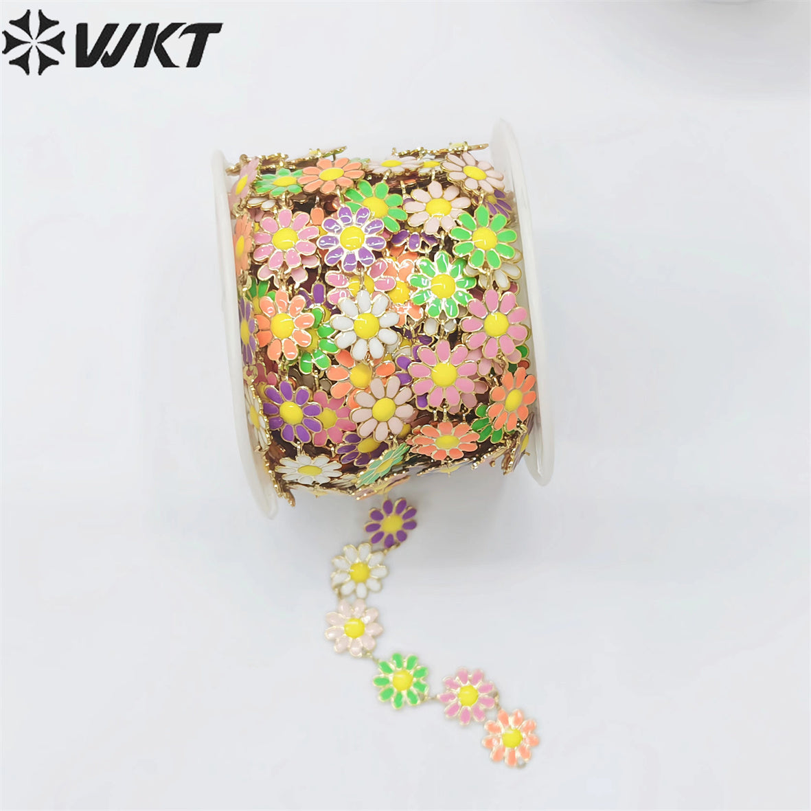 WT-RBC215 Newest Fashion Colorful Enamel Flower Chain Unique Global Chrysanthemum Chain for Women Jewelry Diy Design Chain