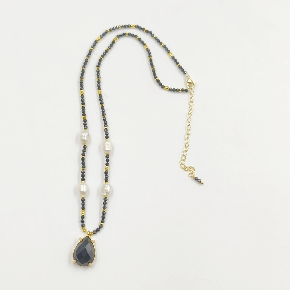 WT-N1436 16+2inch Colorful Chain Natural Gemstone Extend Chain Long Stone Beads Pearl Pendant Necklace