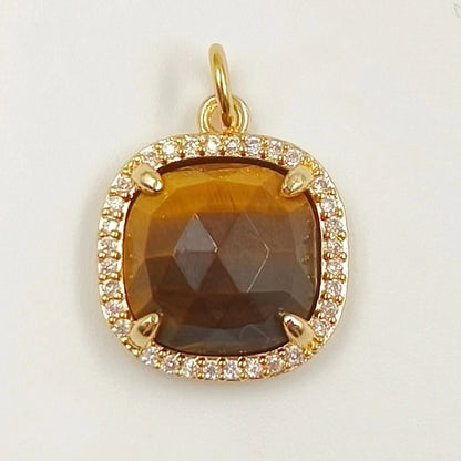 WT-MP268 Newest Vintage Style Ball Shaped Cubic Zircon Stone for Bracelet Design Women Gold Bezel Square Shaped Pendant