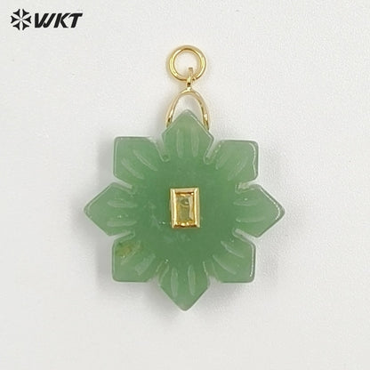 WT-P2095 Romantic Colorful Natural Gemstones And Zircon Snowflake Shape Charm Pendants As Lady Handmade Earrings Findings