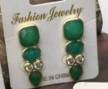 WT-E812 Newest Fashion Design Gold Plated Zircons And Three Natural Gemstones Drop Earrings As Lady Elegant Jewelry Gift