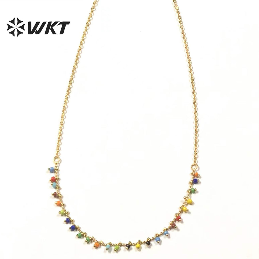 WT-N1359 WKT Newest Colorful Beaded Choker Resin Beads Necklaces Women Bohemia 2022 Fashion Jewelry Charm Necklace Female Gift