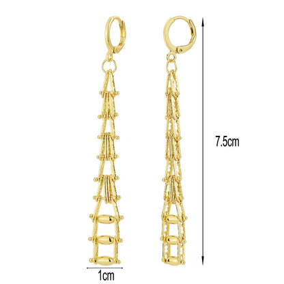 WT-E827 Unique Exquisite 18K Gold Plated Yellow Brass Long Earrings For Women Trendy Elegant Style Daily Wearing Jewelry