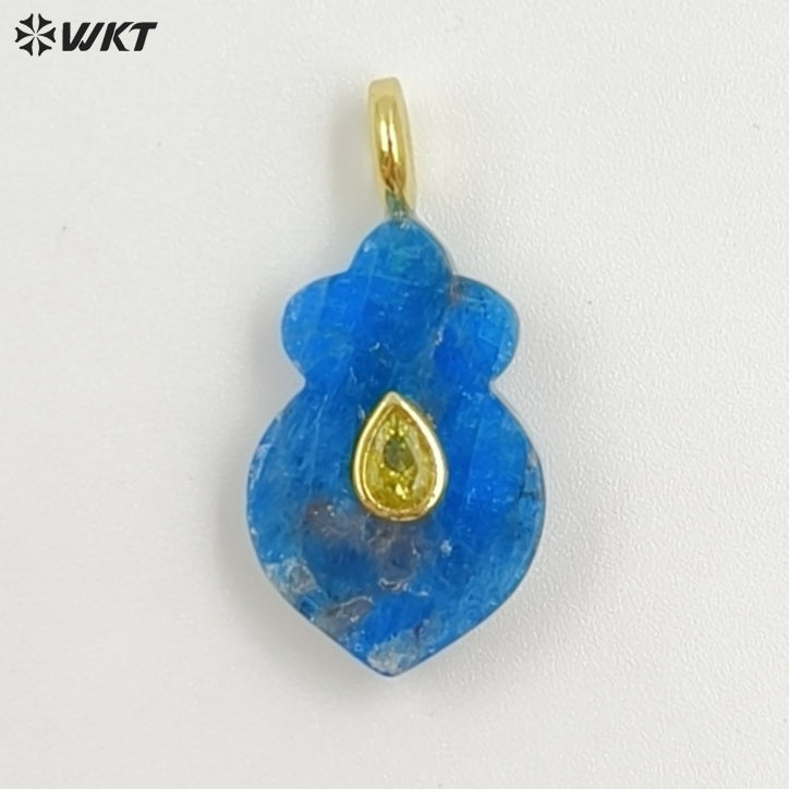WT-P2058 Exclusive Design Zircon And Natural Gemstones Gourd Shape Pendants For Female Handmade Necklace DIY Accessory