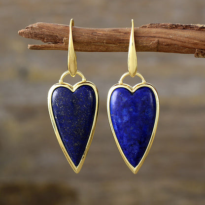 WT-E784 Lovely Design Gold Plated Earrings With Natural Rose Quartz Stone Heart Shape Fashion Ladies Jewelry Wholesale