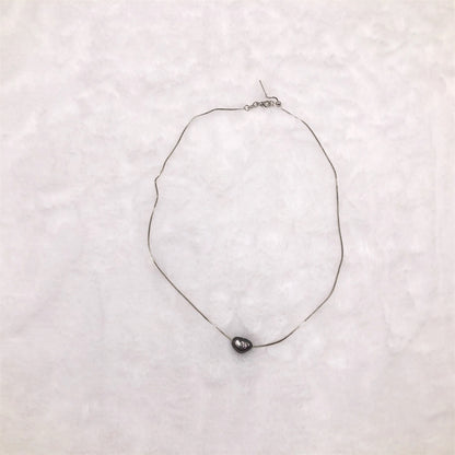 WT-JN163 Baroque Irregular Round Natural Freshwater Pearl Necklaces Black Pearl Necklace Marine Life Charms for Wedding Jewelry