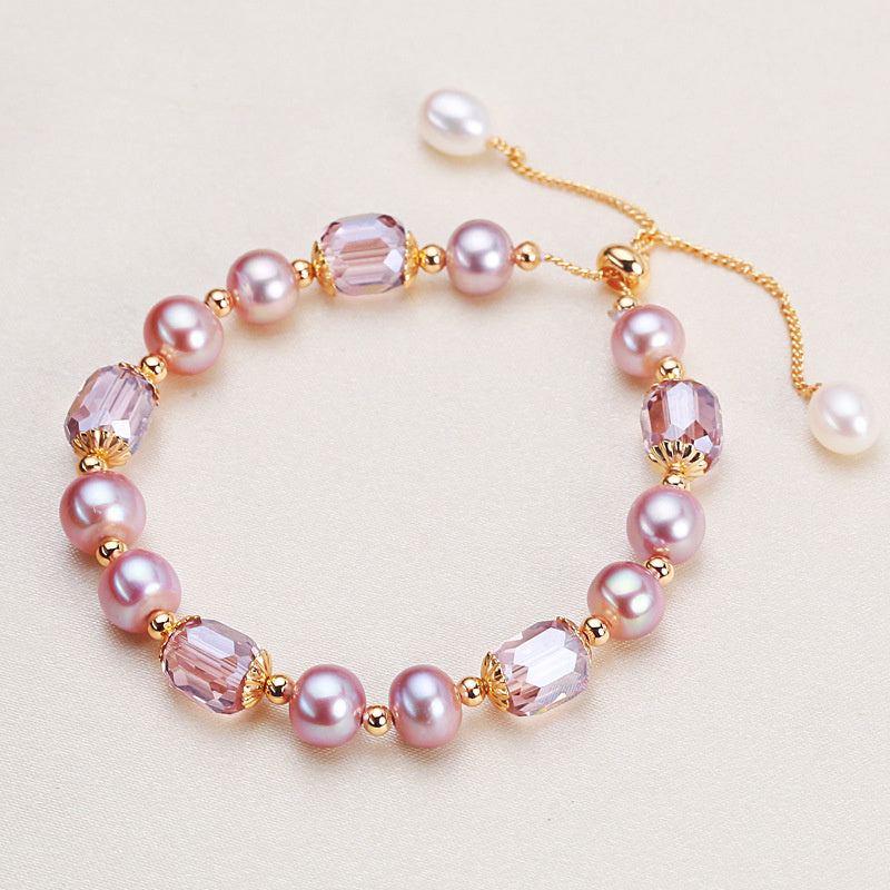 MPB116 New Arrival Fashionable Natural Freshwater Pearl Bracelet Female Hand Strand Beads Adjustable Chain Jewelry Ornament